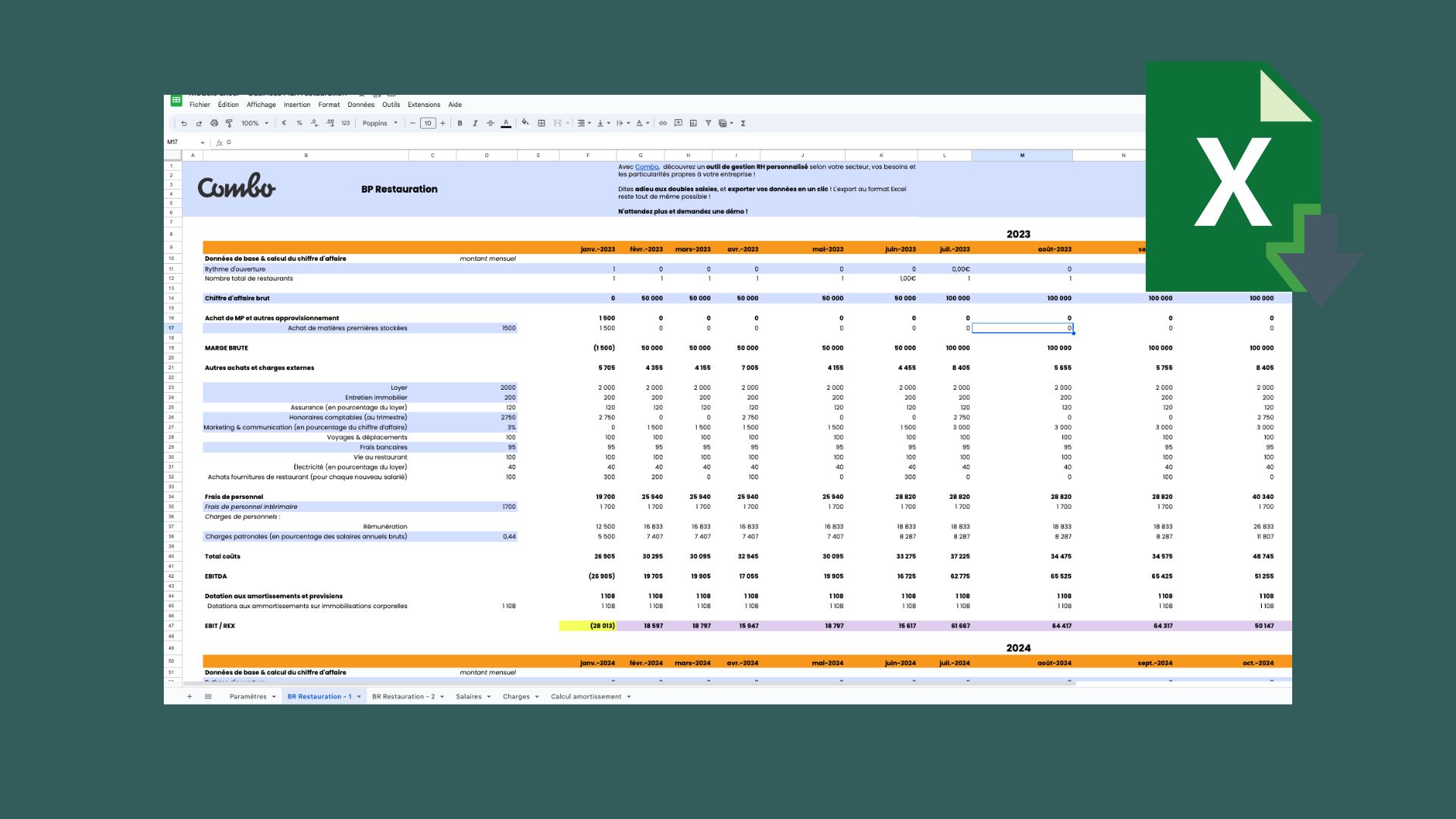 Template mod le excel business plan restaurant